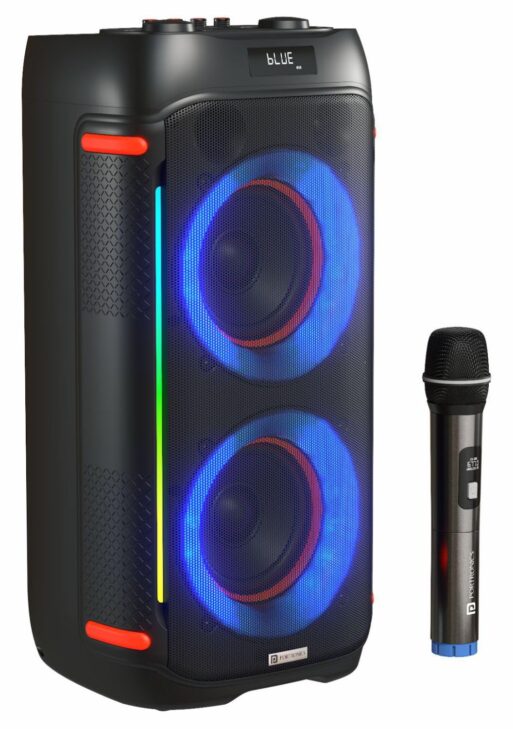 Iron Beats IV 250W Party Speaker with Dual 6" Subwoofer, Upto 4 Hours Playtime, RGB LED Lights, Wireless Karaoke Mic, Treble/Bass Adjustment, Echo Control, Remote Control(Black)